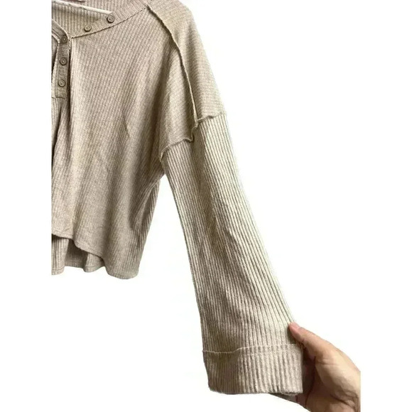 Pink Lily Beige Oversized Pullover Top Medium - Picture 4 of 8